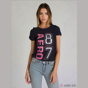 Aeropostale ladies black cotton t-shirt with aero 87 on the front size XL